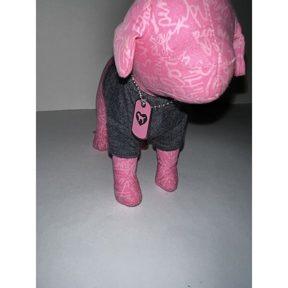 Victoria Secret Pink Dog Plush '86 Tour Love Rock N Roll Around World Dog Tag - Picture 4 of 11